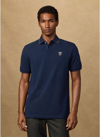 Hackett Heritage Badge Korte Mouw Poloshirt Blauw L Man