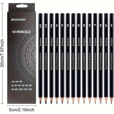 Ensemble de 14 crayons à croquis professionnels 4H-14B Crayons à croquis pour étudiants pour la peinture artistique