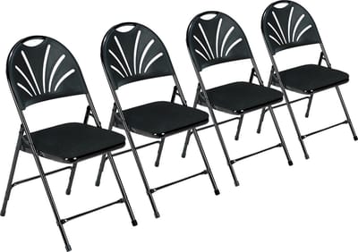 Klapstoel Phoenix Deluxe (set van 4) - frame: zwart, zitting: zwart effen