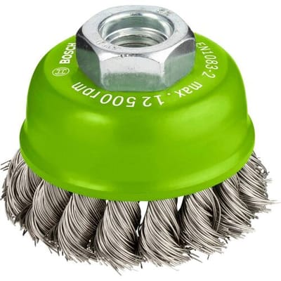 Bosch Accessories Komborstel, roestvrij staal, getordeerde draad, 65 mm, 0,35 mm, 12.500 omw/min, M14 2608622104 2608622104 1 stuk(s)