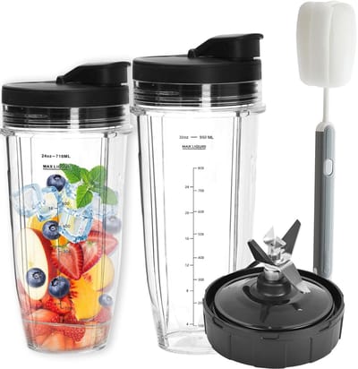 Dailygoods- Mixer Vervangende Bekers 32oz/24oz - Blender Accessoires - Praktische Oplossing - Geschikt voor Ninja - Makkelijk Mengproces - Ideaal voor Smoothies/Eiwitshakes - Blenderbeker