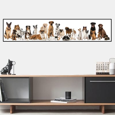 Allernieuwste.nl® Canvas Schilderij * 27 Hondenrassen * - Moderne Kunst aan je Muur - Kleur - 120 x 25 cm