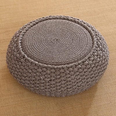 Zitpoef - Voetenbankje Krukje - Ontspannen Zitten - Handgeweven Katoen - 40 cm Diameter - C