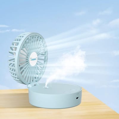Thijox - Handventilator Draagbaar Mini-Ventilator met Koele Nevel en Oplaadbare Batterij, Opvouwbaar, 7 Kleuren, Nachtlampje, USB-Ventilator, 3 Snelhe