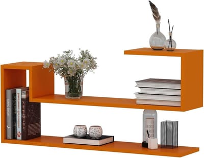 Moderne Wandplank voor Boeken en Decoratie, Hangplank voor Woonkamer en Studie, Oranje Design