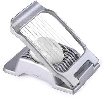 Gloovon® Professionele Eiersnijder - Hoogwaardig Aluminium - RVS Snijdraden - Vaatwasserbestendig - Mat Zilver