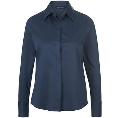 Jersey blouse 100% katoen Van Fadenmeister Berlin blauw