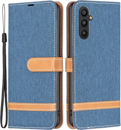Coverup Hoesje - Geschikt voor Samsung Galaxy A34 Hoesje - Coverup Denim Book Case - Blauw