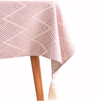 House of Husk Tafelkleed - Tafellaken - Tafel Decoratie - Uitwasbaar - Roze Geweven - 135x240cm
