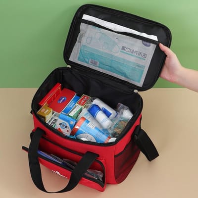 Ruime Medicijnentas 14L - Waterdichte Eerste Hulp Tas met Handvat en Schouderband voor Thuis, School en Reizen, Ideaal voor Kamperen en Wandelen, 30 x 23 x 20 cm