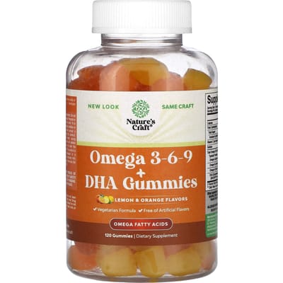 Nature'S Craft, Omega 3-6-9 + DHA Gummies, Citroen & Sinaasappel, 120 Gummies
