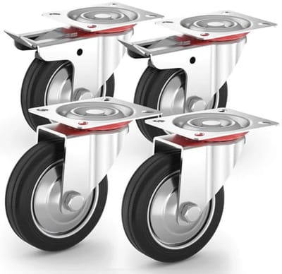 Zware belastbare transportwielen met rem - set van 4 x 125 mm voor werkbank en gereedschapswagen