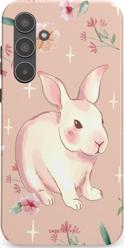 Casetastic Hoesje Geschikt voor Samsung A55 - Stijlvolle Beschermende Duo-layer Case - Schattig konijntje