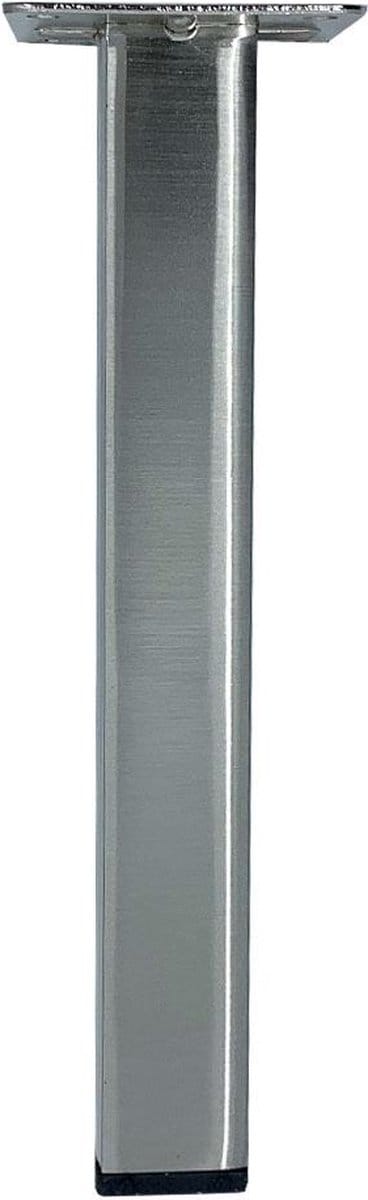 Stalen meubelpoot rvs look vierkant 2,5 bij 2,5 cm en hoogte 20 cm (2,5 x 2,5 cm) - Set van 4 stuks