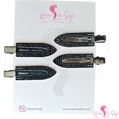Haar in Stijl® Seamless haarclips zwart 4 stuks 7 cm lang