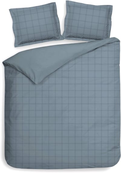 Heckettlane Dekbedovertrek Diamante - Bedlinnen - Tweepersoons - 200x200-220 cm - Blauw - Dekbedovertrek van 100% Katoen-Satijn