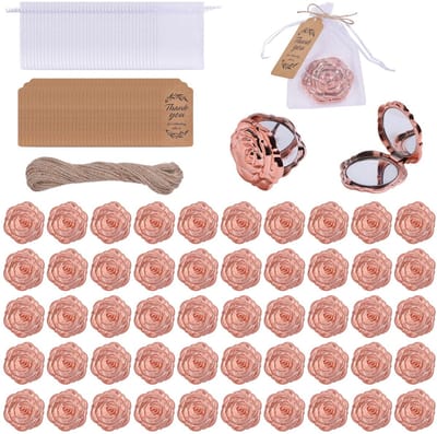 Allecto - Compacte Spiegels - 50 Stuks - Inclusief Organza Zakjes - Rozen - Bruiloften en Feesten - Handig en Decoratief - Geschikt voor Feestjes e...
