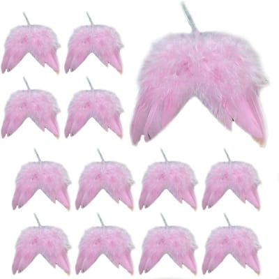 Allecto Plus - Kerstmis Engelenvleugels Roze - Decoratie voor Kerstboom - 12 Stuks - DIY Handwerk - Bruiloft & Babyshower - Engelse Veervleugels