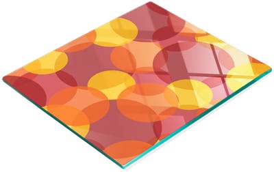 Decoratieve glazen snij- en serveerplank, kleurrijke cirkels, 60x52 cm