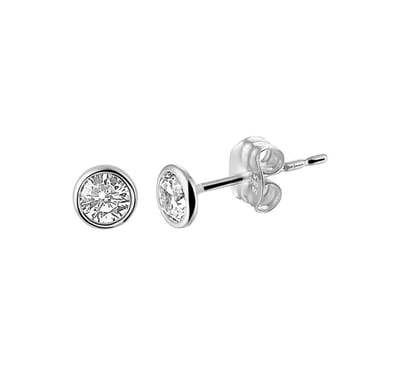 YO&NO - Oorbellen - Witgoud - Oorknoppen - Zirkonia - 4mm - Sieraden vrouw - 14k - 585 Goud