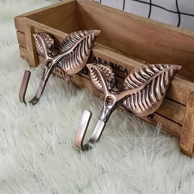 2 stuks Moderne Europese Stijl Gordijn Hanger, Bladontwerp, Decoratieve Metalen Gordijnbeugel Wandmontage Kapstokken voor Huisdecoratie En Gordijnophanging black