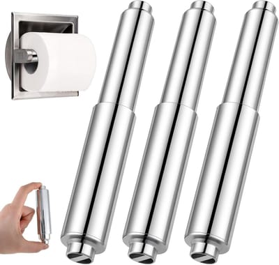Set van 3 verstelbare toiletpapierhouders met veer, kunststof reserverol en badkameraccessoires