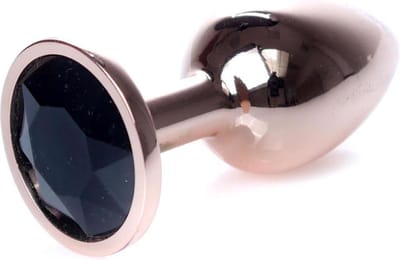Power Escorts - Unieke Rose Goud kleurige Plug met Zwarte steen - 7 CM en Dia 2,7 cm