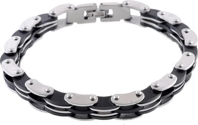 Behave - Armband heren zilverkleur zwart staal - stoere streetstyle look