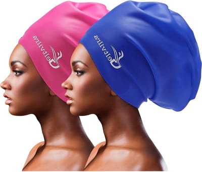 Extra Grote Zwemsmuts - Badmuts Dames Heren - Bescherming Lang Haar - Extra Ruim Ontwerp - One Size - Blauw Fuchsia