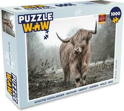 Puzzel Schotse hooglander - Natuur - Herfst - Dieren - Wild - Bos - Legpuzzel - Puzzel 1000 stukjes volwassenen