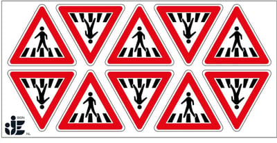 Voetgangers oversteekplaats sticker - J22 | 5 cm - 10 stuks per vel