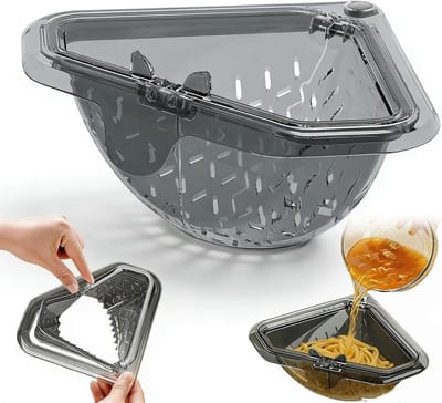Zeef voor gootsteen, Magnetische afvoerzeef voor keuken, Driehoekige afwateringsmand voor gootsteen, Keukengootsteen afvoervilter
