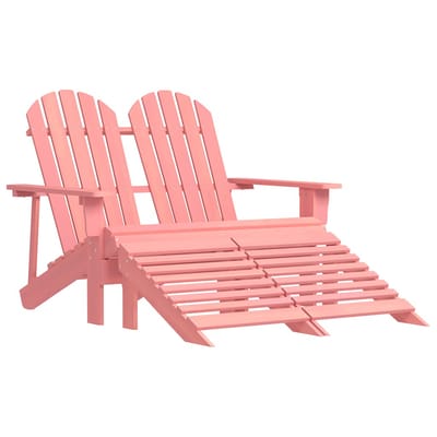 vidaXL - Tuinstoel - 2-zits - Adirondack - met - voetenbank - vurenhout - roze