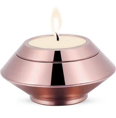 Luxe Mini Urn 90 ML - Urn met Kaarshouder - Crematie Urn - Uniek - Voor Huisdieren of Menselijk As - Crematie As - Mini Urn - Decoratie Urn - Rosé
