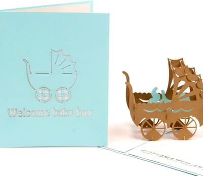 3D geboortekaarten set voor jongen meisjes en tweelingen -2 stuks