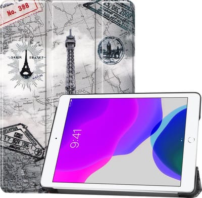 Hoes - Geschikt voor Apple iPad 7 (2019) - 10.2 inch - 7e Generatie - Dun & Stevig - Trifold Bookcase - Hard Cover - Hardcover Book Case - Tablet Hoesje - Eiffeltoren