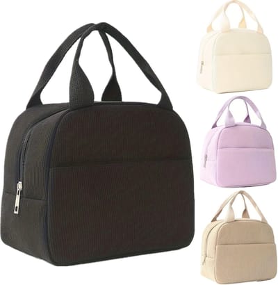 Lunchtas, schattige geïsoleerde kartonnen lunchbox, herbruikbare koeltas, opvouwbare waterdichte lunchtas voor dames, heren en studenten (zwart)