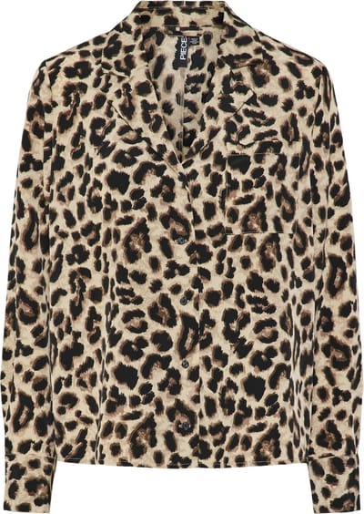 Pieces Blouse Pcjulina Ls V-neck Shirt Mm 17154921 Black/leo Dames Maat - M