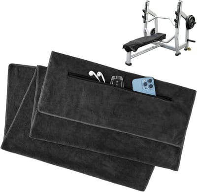 Fitnesshanddoek - Microvezel doek - Sport en Ontspanning - Met Ritsvak - 120 x 50 Cm - Donkergrijs
