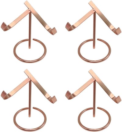 VHV - Mineralen standaard - Edelsteen standaard - Kristallen houder - Display standaard - Set van 4 - Metaal - Hartvormig - Voor verzamelaars en sieraden - 5*6*6.7cm - Roségoud