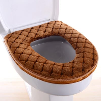 Winter Warm Pluche Toiletbrilhoes Huis Waterdicht Universeel Model Toiletring Wasbaar Rits Badkamermat Decoratieve Toiletbril bruin