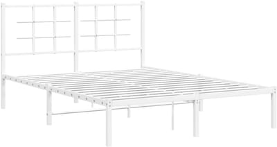 Dubbel Metalen Bedframe met Hoofdbord Wit - 140x200 cm
