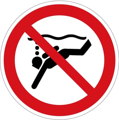 Niet diepzee duiken verbodsbord - P051 | gecoat dibond materiaal | 10 cm
