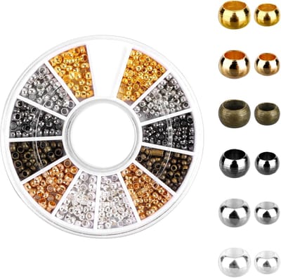 Kralen, gemengde ronde kralen, tube-krimpkralen, spacer, kralen met opbergdoos, kralen, spacer voor het maken van sieraden, armbanden, halskettingen, doe-het-zelf (2 mm, 2,5 mm)