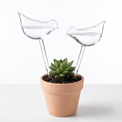 Cheqo® Planten Watergever Glazen Vogel Set van 2 - Waterdruppelaar - Automatisch Watergeefsysteem - Bewateringssysteem - Druppelsysteem - Waterbol voor Kamerplanten - Plantenbewatering voor Vakantie