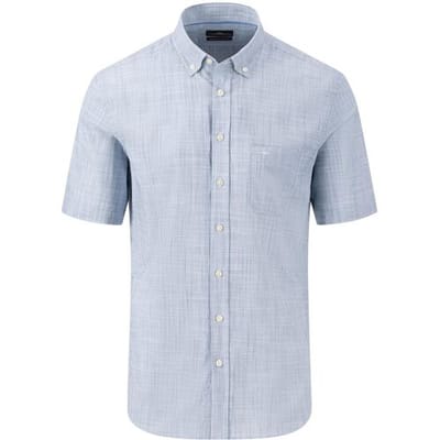 Fynch-Hatton Overhemd Slub Solid Vague Check Button Down Summer Breeze / male
