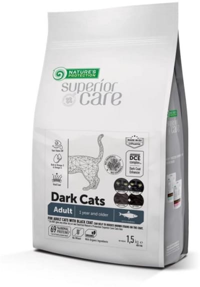 Nature's Protection Superior Care - alle rassen - volwassen donkere katten - Graanvrij met haring - 1,5 kg