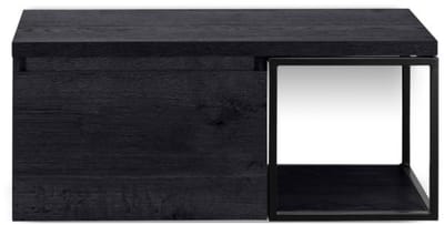 Frozen Badmeubelset 100 cm - Greeplijst in Kleur - Zwart Frame - Wastafelbovenblad Black Oak