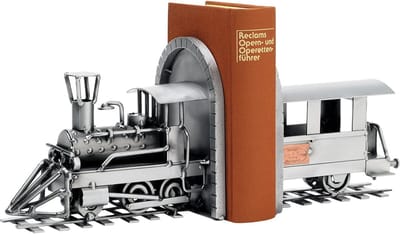 Hinz & Kunst smeedwerkfiguur vrije tijd "locomotief boekensteun"