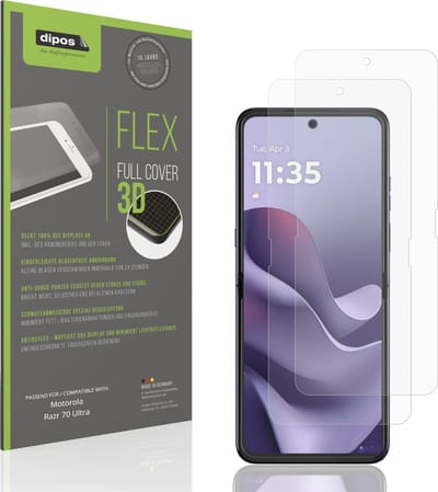 dipos FLEX – 2x Matte Screenprotector geschikt voor Motorola Razr 70 Ultra Innenseite | Volledige Schermbescherming | Case-Friendly